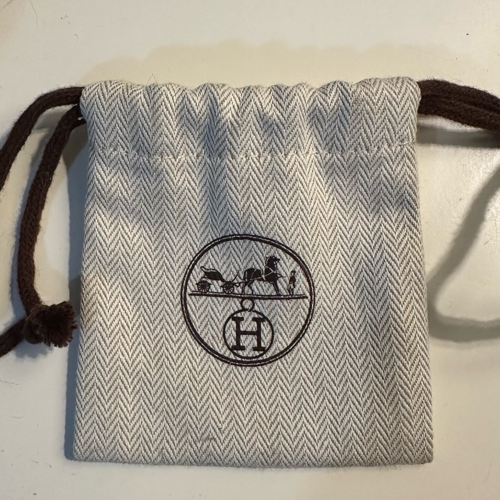 Gray and Brown Drawstring Bag